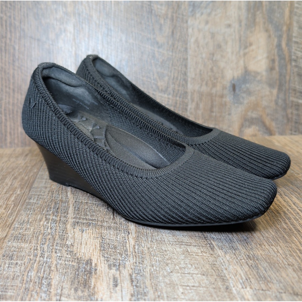 Vivaia Black Margot Square Toe Wedge Pro Heels Shoes Women's Size EU 36 US 5.5-6